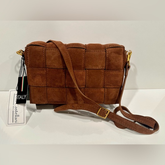 New! Viola Castellani Milano Italy Medium Crossbody Bag Cinnamon Brown - Picture 4 of 9